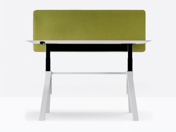 ARKI-TABLE ADJ DESK - Height-adjustable steel and wood office desk with sound absorbing screens by Pedrali