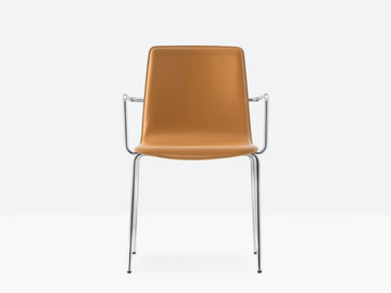 INGA 5664 - Tanned leather chair with armrests by Pedrali