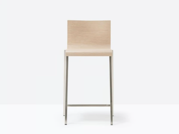 KUADRA 1322 - Multi-layer wood stool with back by Pedrali
