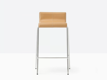 KUADRA 1332/F - Tanned leather stool by Pedrali