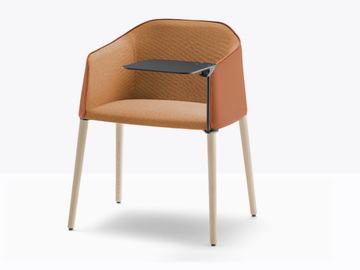 LAJA 884T - Upholstered fabric training chair with writing tablet by Pedrali