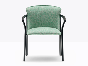 LAMORISSE WOOD - Upholstered fabric chair with armrests by Pedrali