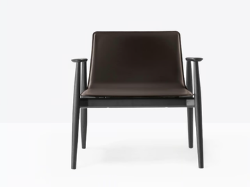 MALMÖ 297 - Tanned leather easy chair with armrests by Pedrali