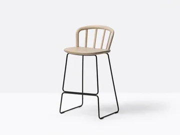 NYM 2858 - Sled base high ash stool with footrest by Pedrali