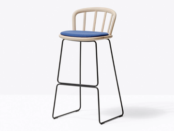 NYM 2859/A - Sled base steel and wood stool by Pedrali