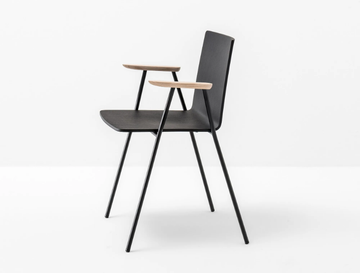 OSAKA METAL 5712 - Steel and wood chair with armrests by Pedrali