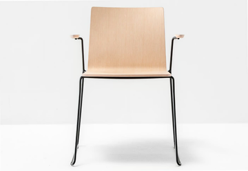 OSAKA METAL 5715 - Sled base multi-layer wood chair with armrests by Pedrali