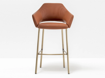 VIC 648 - High leather stool with armrests with back by Pedrali