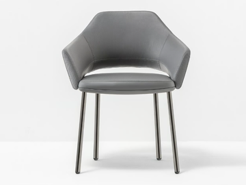VIC METAL 646 - Upholstered leather chair with armrests by Pedrali
