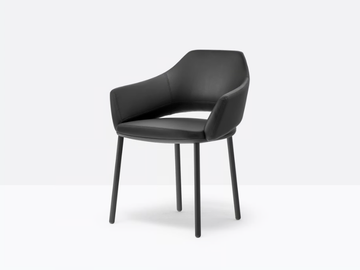 VIC METAL 647 - Upholstered leather chair with armrests by Pedrali