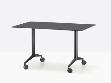 YPSILON TILTING - Folding rectangular metal table with casters by Pedrali