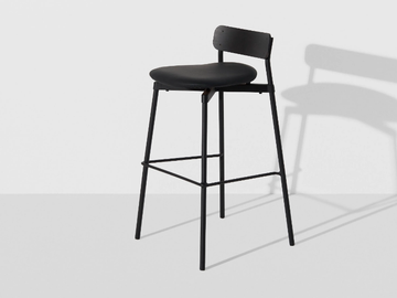 FROMME - High stackable leather stool with footrest by Petite Friture