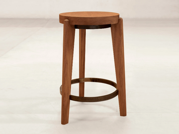 COUNTER STOOL - Low teak stool with footrest by Phantom Hands