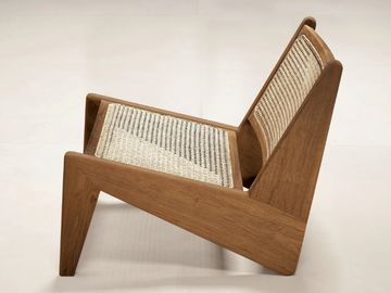 KANGAROO - Armchair in natural cane and teak by Phantom Hands