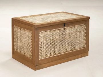 LAUNDRY BASKET - Laundry basket in natural cane and teak by Phantom Hands