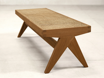 TEAK & CANE BENCH - Natural cane bench by Phantom Hands