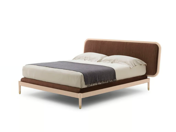 AMANTE PLISSÉ - Wooden double bed with upholstered headboard by PIANCA