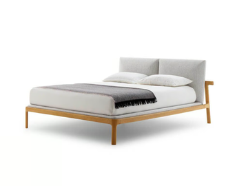 FUSHIMI - Ash double bed with upholstered headboard by PIANCA