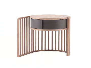 PALÙ - Round wooden bedside table with drawers by PIANCA