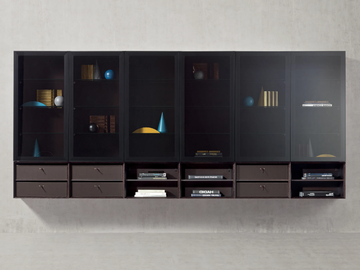 PEOPLE 04 - Modular wood and glass storage wall by PIANCA