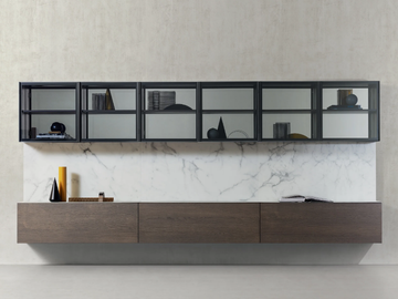 SPAZIO 03 - Sectional marble and wood storage wall by PIANCA