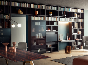 SPAZIOTECA - Sectional wooden bookcase with secretary desk by PIANCA