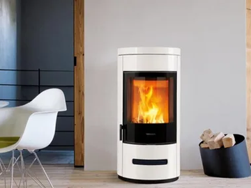 E929 M - Wood-burning wall-mounted stove for air heating Class A+ by Piazzetta