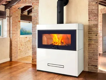 LUGANO - Wood-burning wall-mounted stove for air heating Class A by Piazzetta