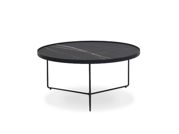 RONDA - Round tempered glass coffee table and steel base by Pilma