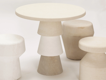 COM - Round lecce stone garden side table by PIMAR