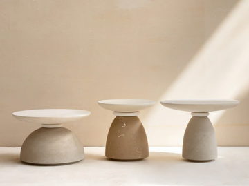 GEO - Round lecce stone garden side table by PIMAR