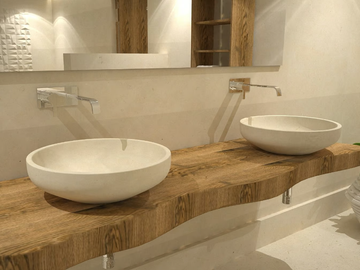 L21 - Countertop round lecce stone washbasin by PIMAR