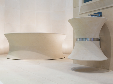 L4 - Wall-mounted round lecce stone washbasin by PIMAR