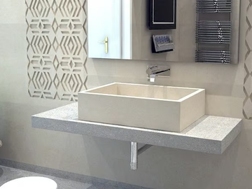 L9 - Countertop rectangular lecce stone washbasin by PIMAR
