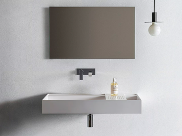 ELEMENT 101 - Single rectangular washbasin with mirror and lamp by Pirovano