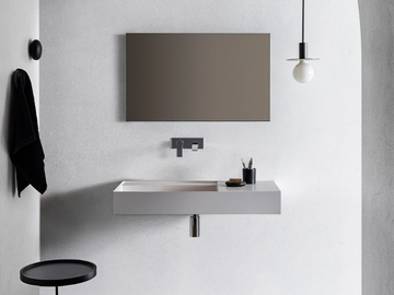 ELEMENT 102 - Single wall-mounted rectangular washbasin by Pirovano