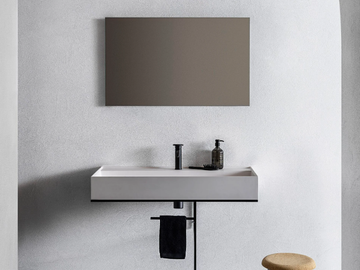 ELEMENT 103 - Rectangular single composite material washbasin with towel rail by Pirovano