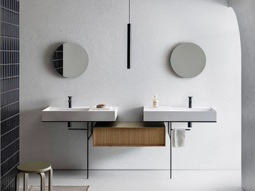 ELEMENT 109 - Rectangular wall-mounted composite material washbasin with drawers by Pirovano