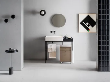 ELEMENT 120 - Bathroom composition with washbasin console, mirror and chest of drawers by Pirovano