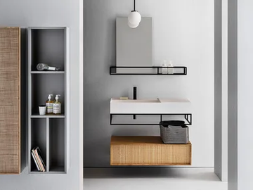 ELEMENT 124 - Rectangular wall-mounted washbasin with towel rail by Pirovano