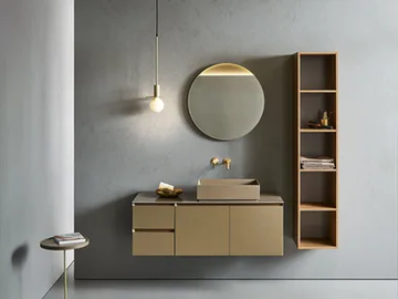 FLAMINGO 103 - Bathroom composition with washbasin, column and mirror by Pirovano
