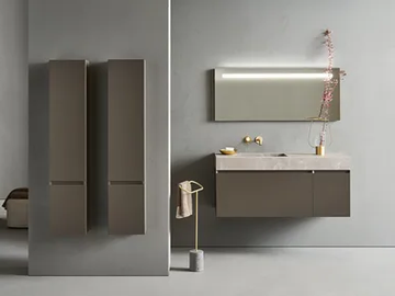 FLAMINGO 104 - Bathroom composition with washbasin, column and mirror by Pirovano