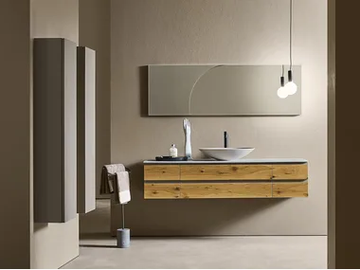 MIDI 102 - Bathroom composition with wall-mounted washbasin, towel rail and mirror by Pirovano