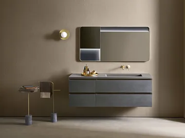 MIDI 105 - Single wall-mounted vanity unit with integrated washbasin by Pirovano