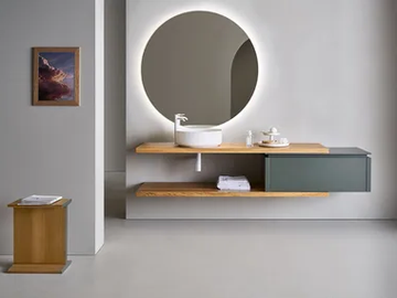 SQUARE 105 - Bathroom composition with countertop washbasin and mirror by Pirovano