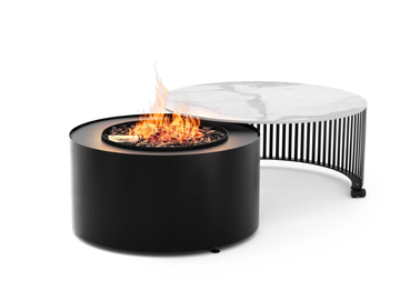 PIVOT - Gas outdoor freestanding stainless steel and Dekton fireplace by Planika