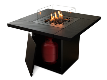 SQUARE TABLE - Gas outdoor freestanding galvanized steel fireplace by Planika