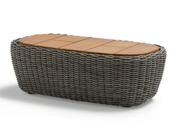 HERITAGE - Rectangular Shintotex® garden side table with teak top by POINT