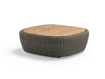 HERITAGE - Square Shintotex® garden side table with teak top by POINT