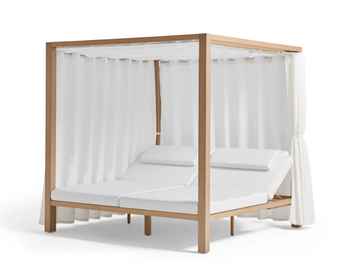 KAHN - Canopy TechTeak and fabric garden bed with parasol by POINT